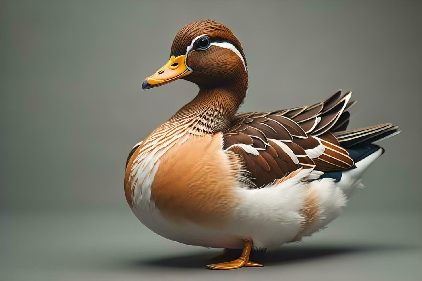 AI generated Beautiful duck on a solid color background. ai generative photo