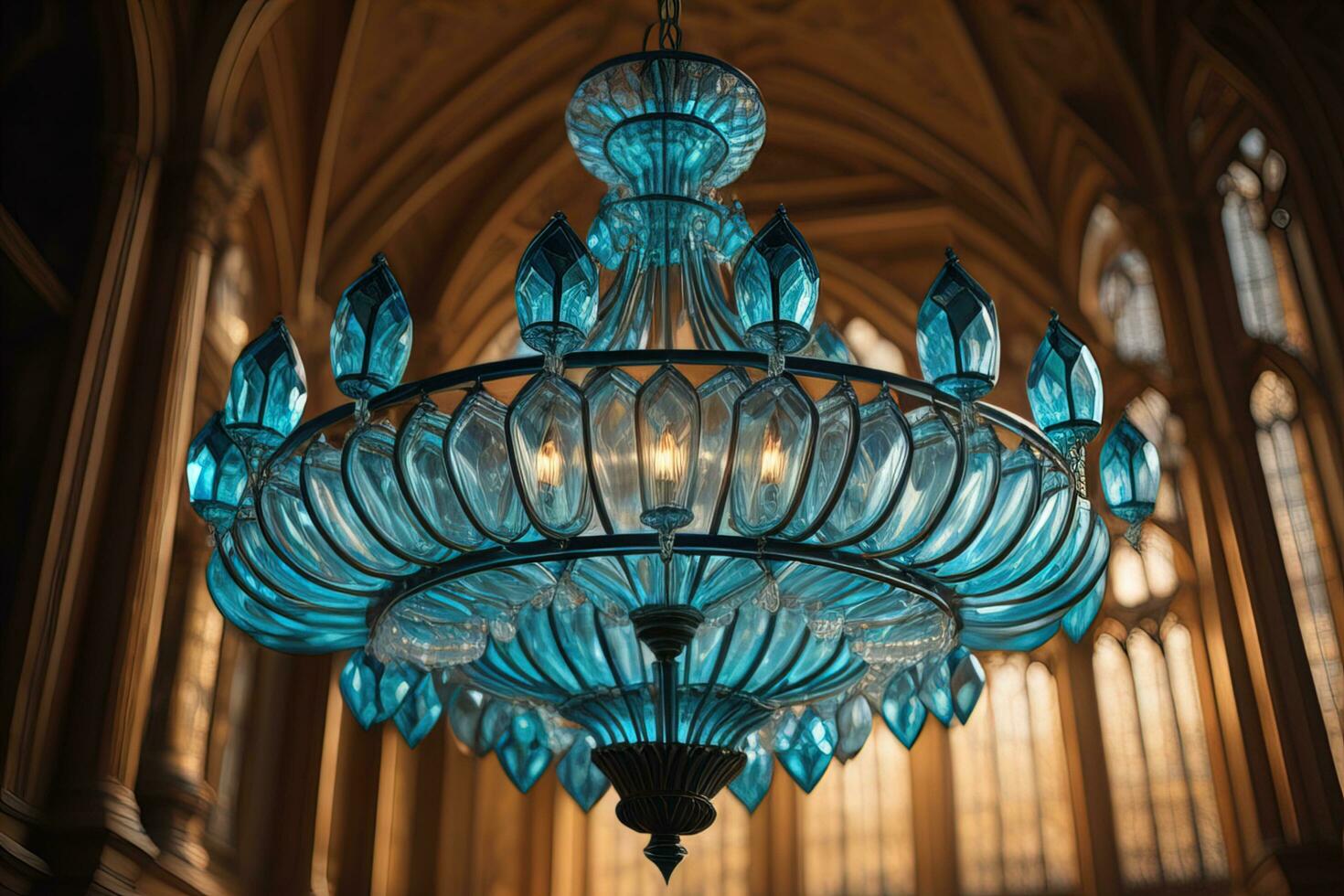 AI generated Luxury chandelier isolated on dark background. ai generative photo