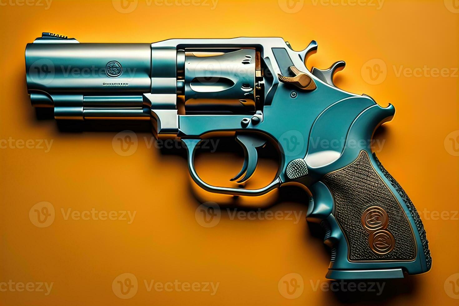 AI generated Semi-automatic handgun on a solid color background. Close-up. ai generative photo