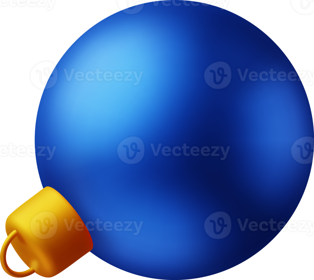 3D Blue Christmas Ball with Golden Clamp png