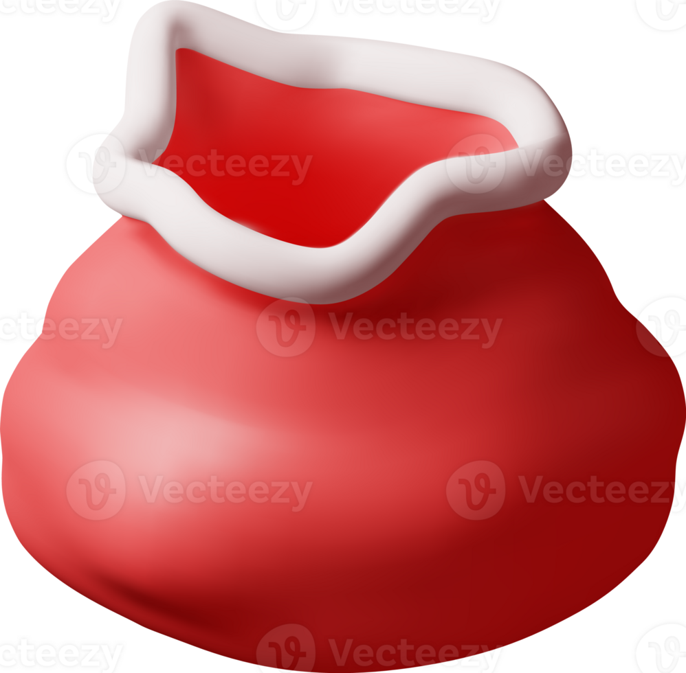 3D Open Empty Santa Claus Sack png