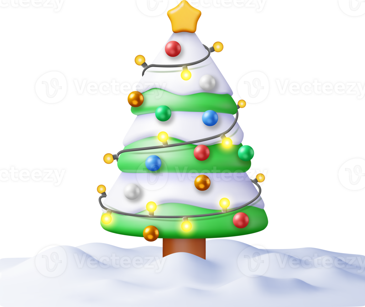 3D Christmas Tree Decorated png