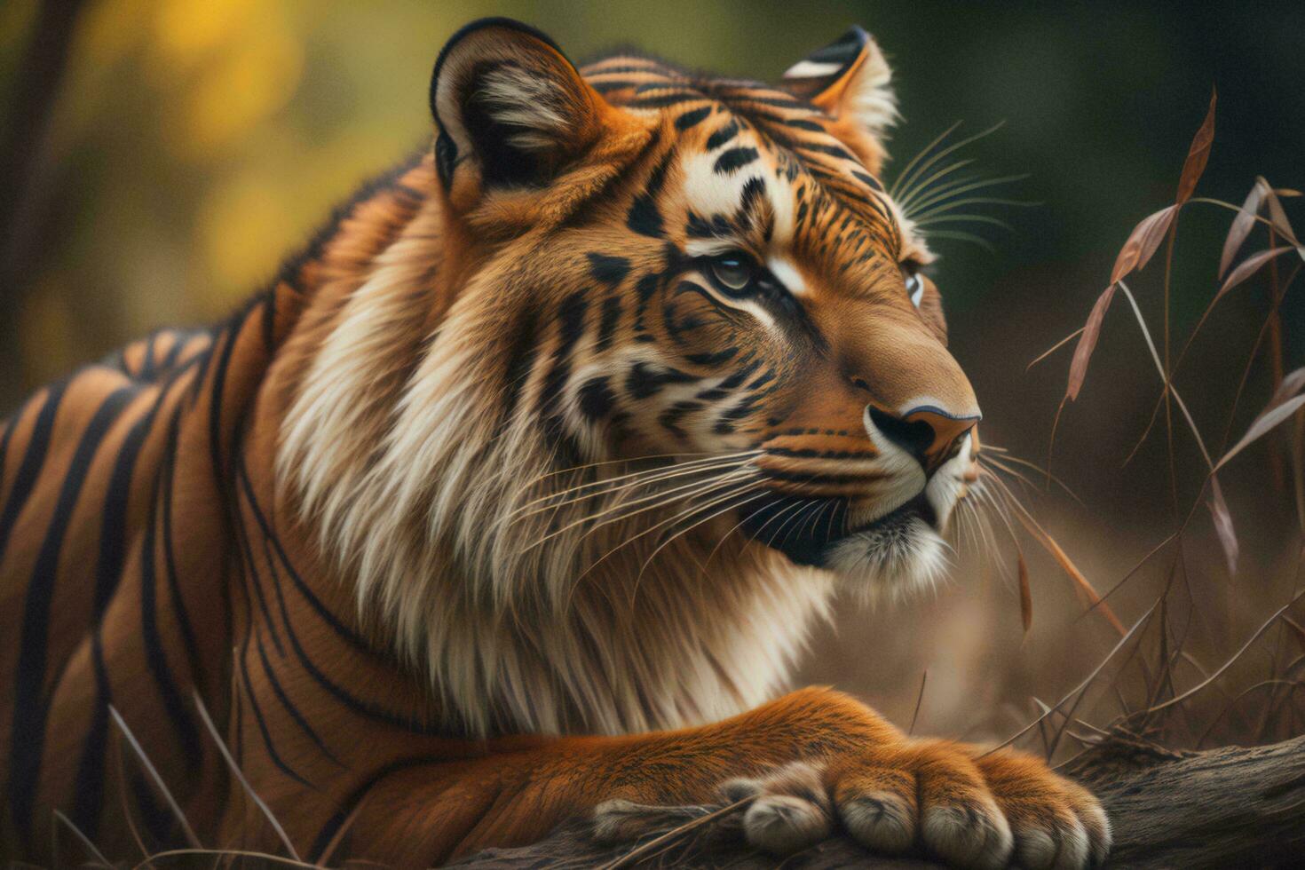 AI generated Sumatran Tiger, Panthera tigris altaica. generative ai photo