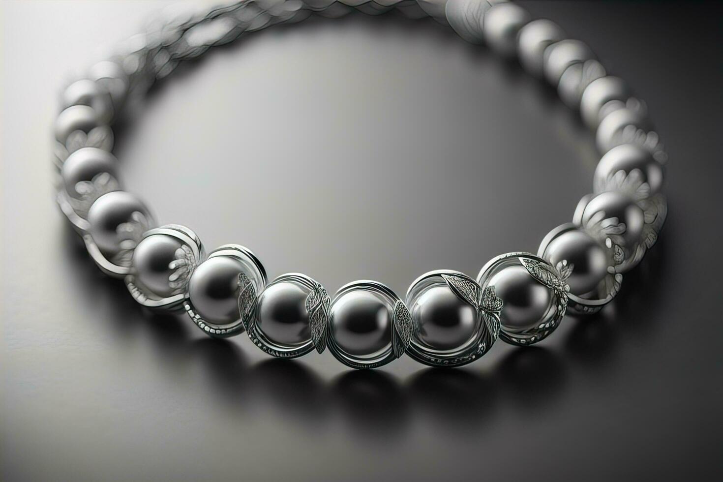 AI generated Silver necklace on a solid color background in close-up. ai generative photo