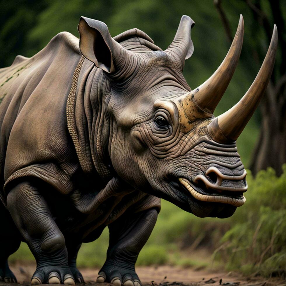 AI generated African rhinoceros. generative ai photo