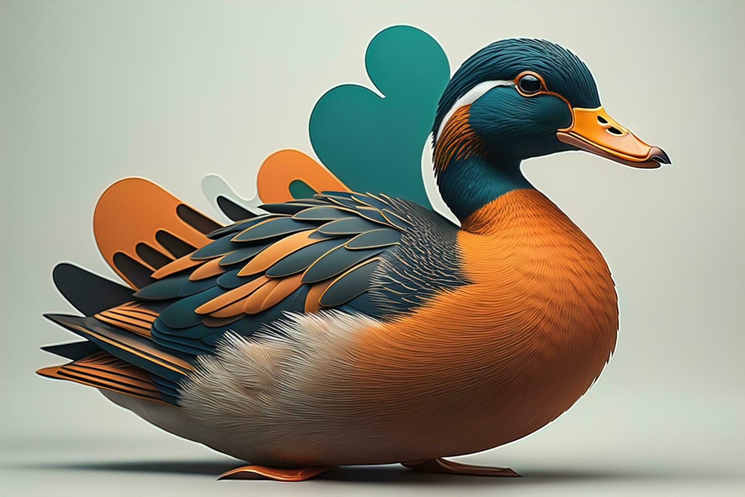 AI generated Beautiful duck on a solid color background. ai generative photo