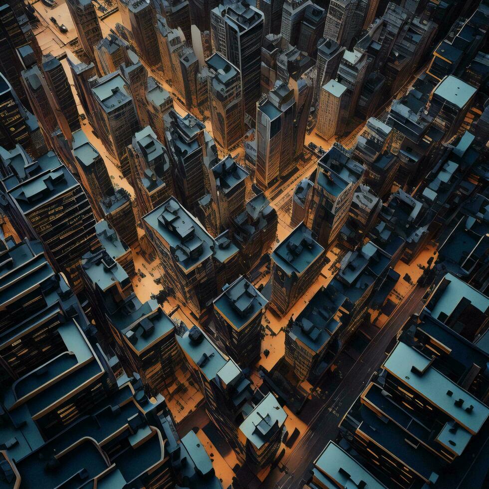 AI generated Skyscrapers in the city at night. generative ai photo