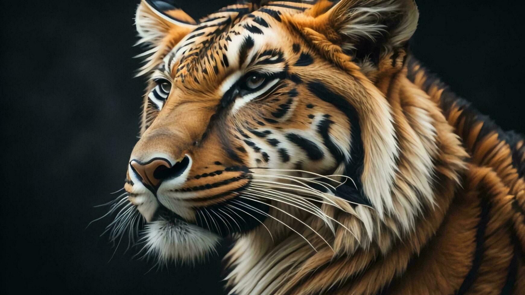 AI generated Portrait of a tiger on a black background. Close-up. generative ai photo