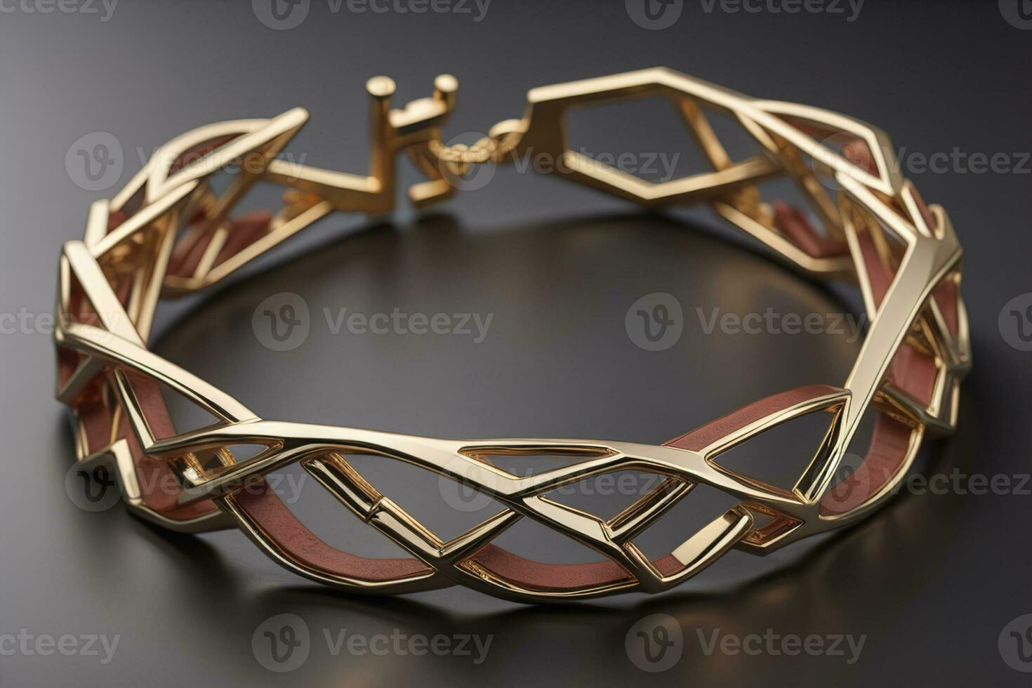 AI generated Beautiful golden bracelet on a black background. generative ai photo