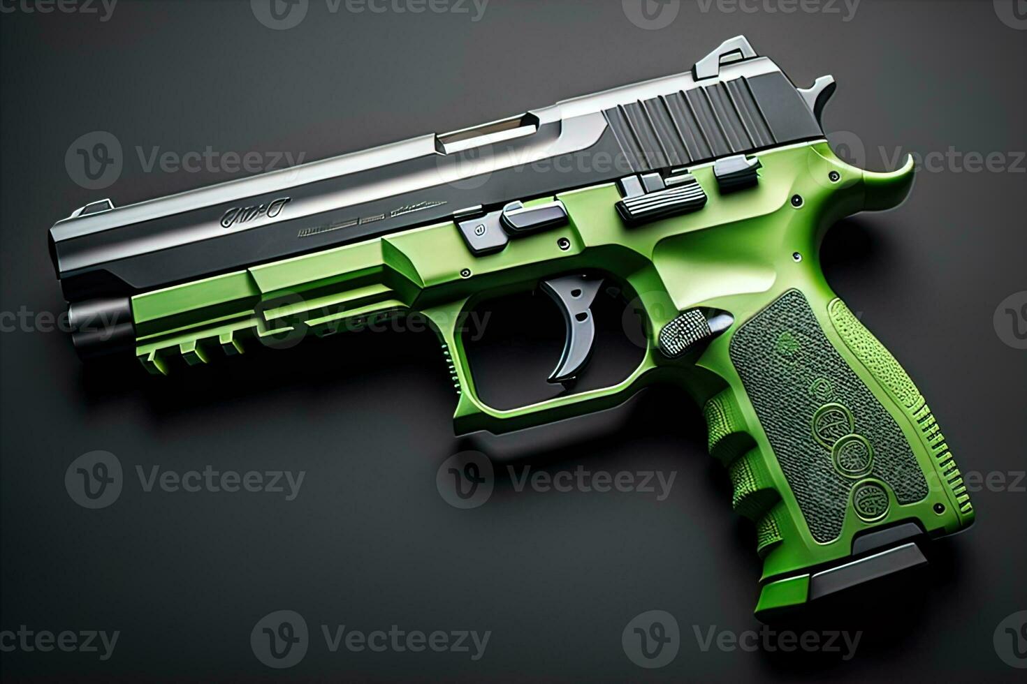 AI generated Semi-automatic handgun on a solid color background. Close-up. ai generative photo