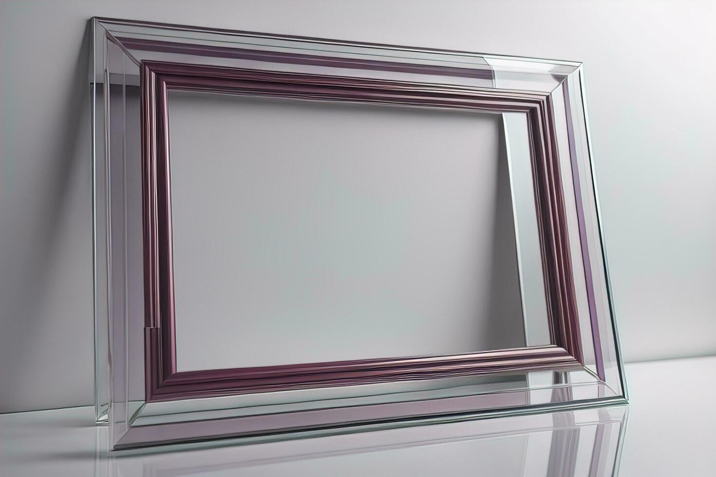AI generated Glass picture frame on a solid color background. ai generative photo