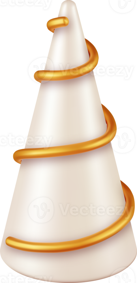 3D Abstract Christmas Tree with Gold Spiral png