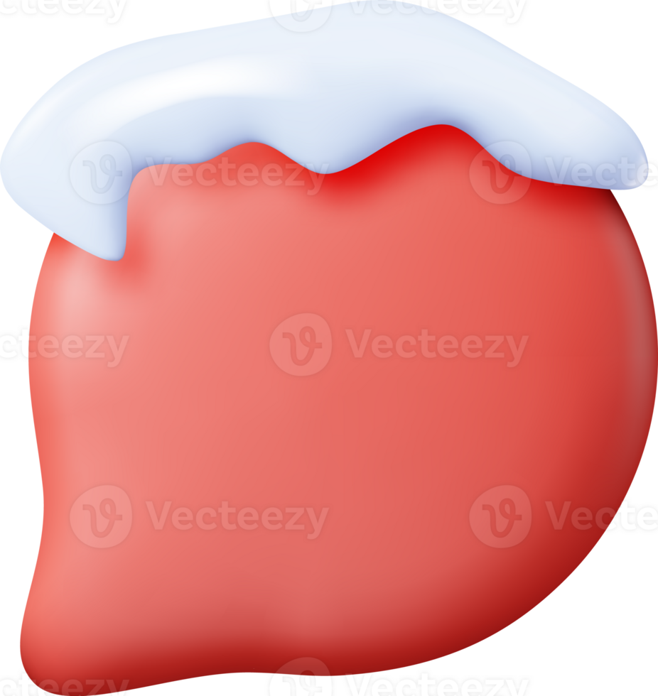 3D Christmas Speech Bubble with Snow png