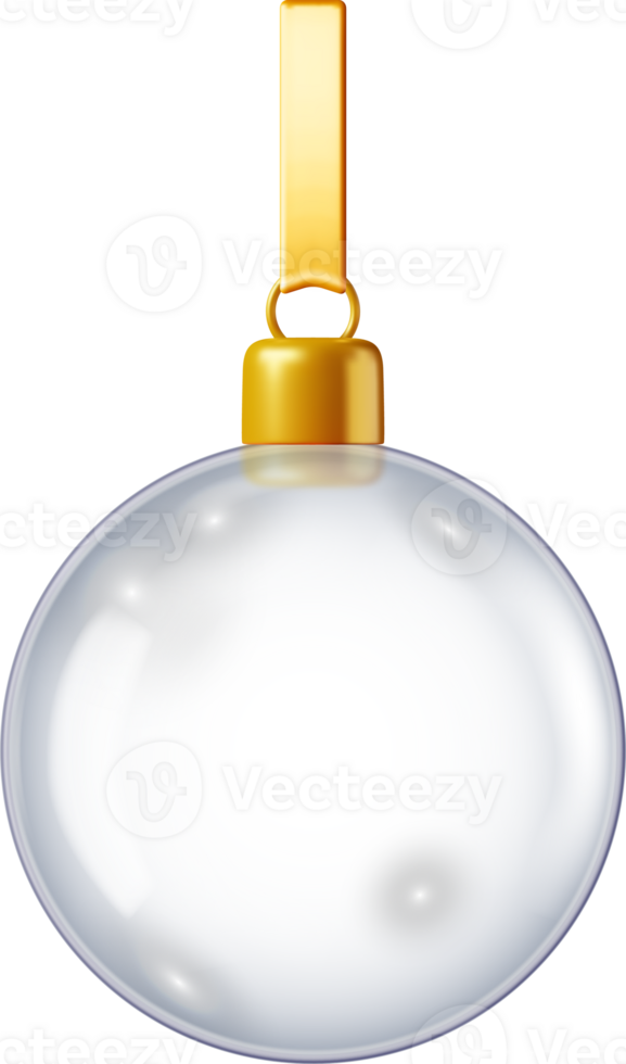 3D Transparent Christmas Ball with Golden Clamp png