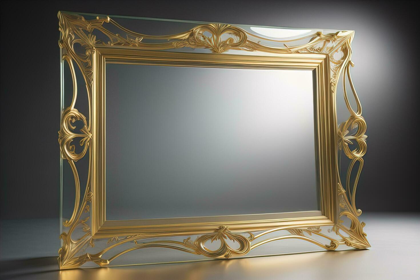 AI generated Glass picture frame on a solid color background. ai generative photo