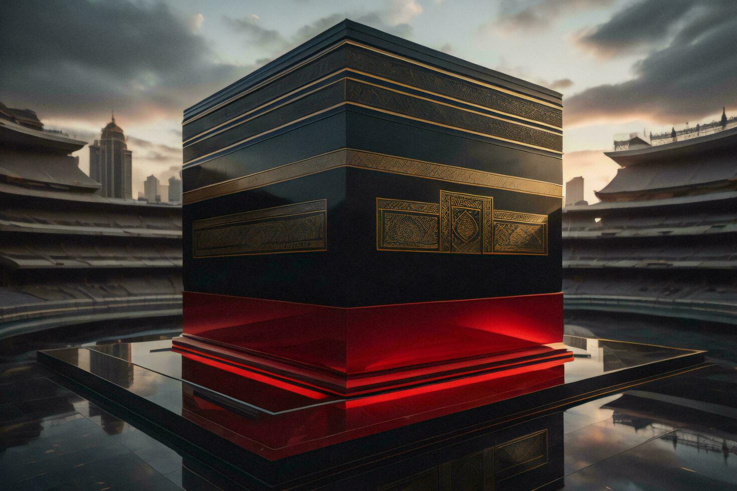 AI generated Illustration of islamic holy Kaaba. generative ai photo