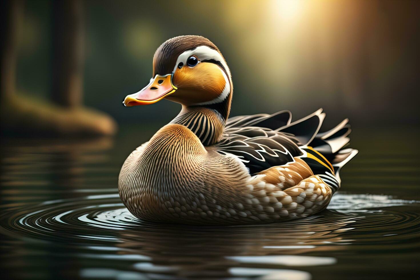 AI generated Beautiful duck on a solid color background. ai generative photo