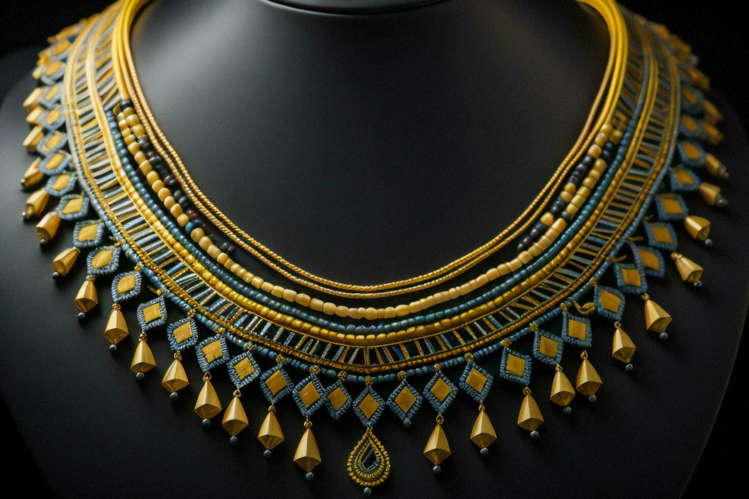 AI generated Necklace on a black background. generative ai photo