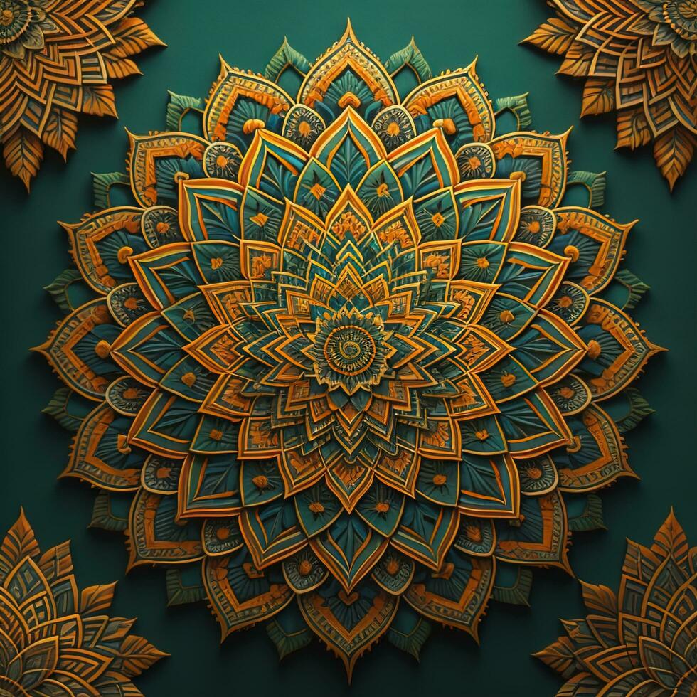 AI generated Mandala. Ethnic decorative elements. Hand drawn background. Islam, Arabic, Indian, ottoman motifs. generative ai photo