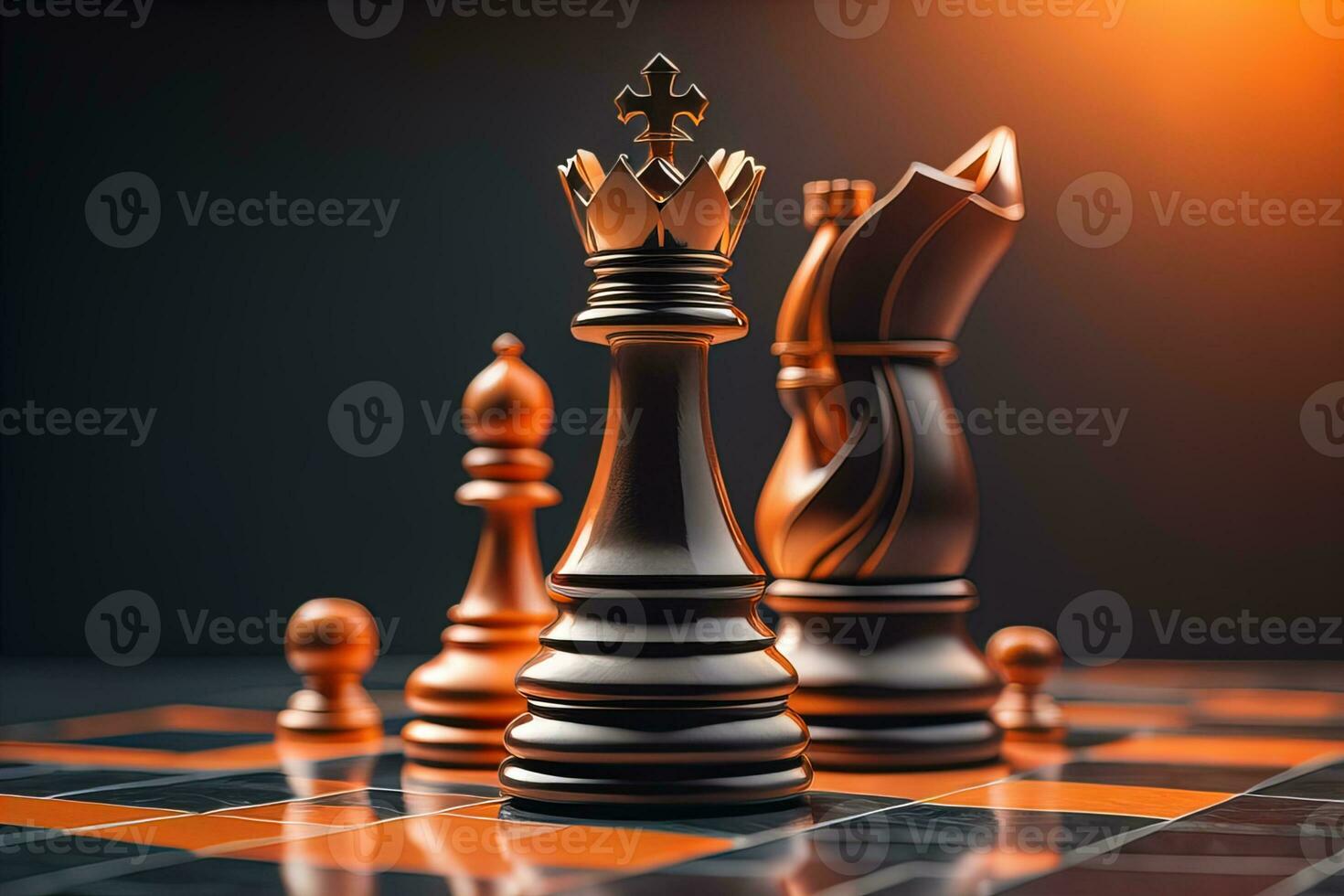 AI generated Different chess piece on a solid color background. ai generative photo