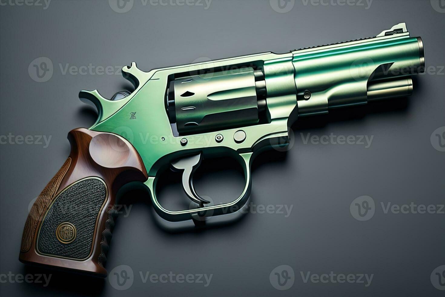 AI generated Semi-automatic handgun on a solid color background. Close-up. ai generative photo