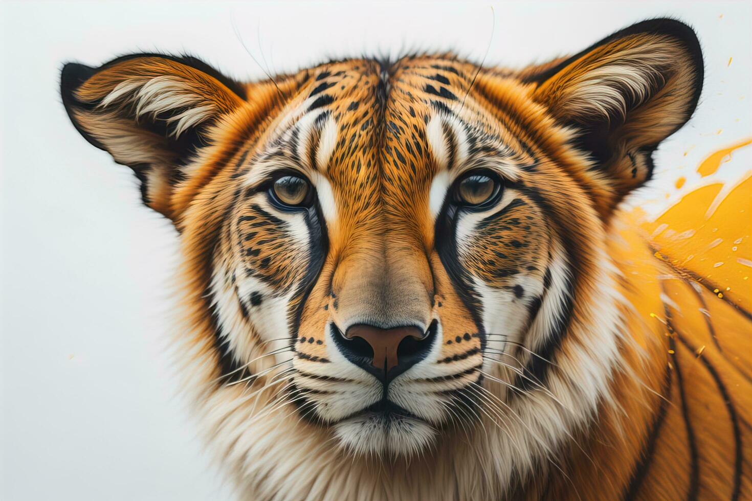 AI generated Portrait of a tiger on a solid color background. Close-up. ai generative photo