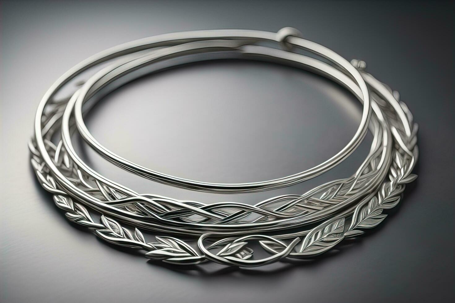 AI generated Silver necklace on a solid color background in close-up. ai generative photo