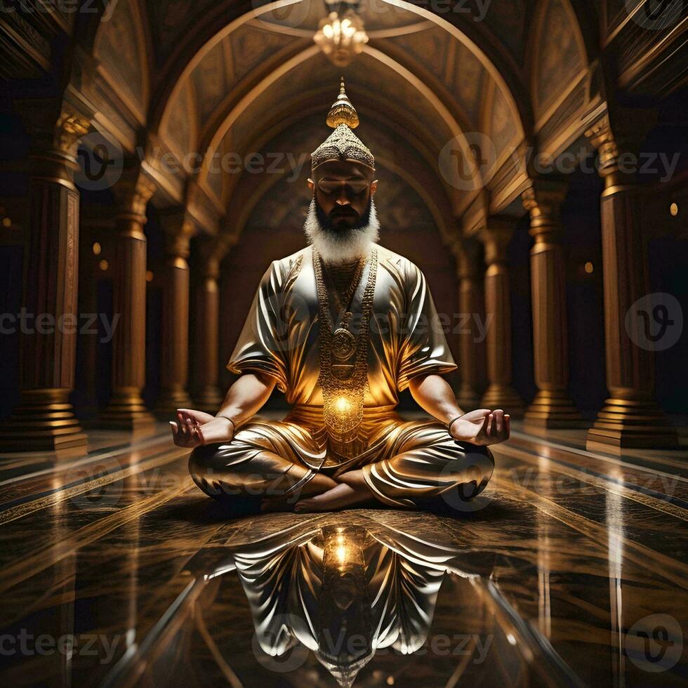 AI generated Yoga asana doing yoga in the room of the palace. generative ai photo