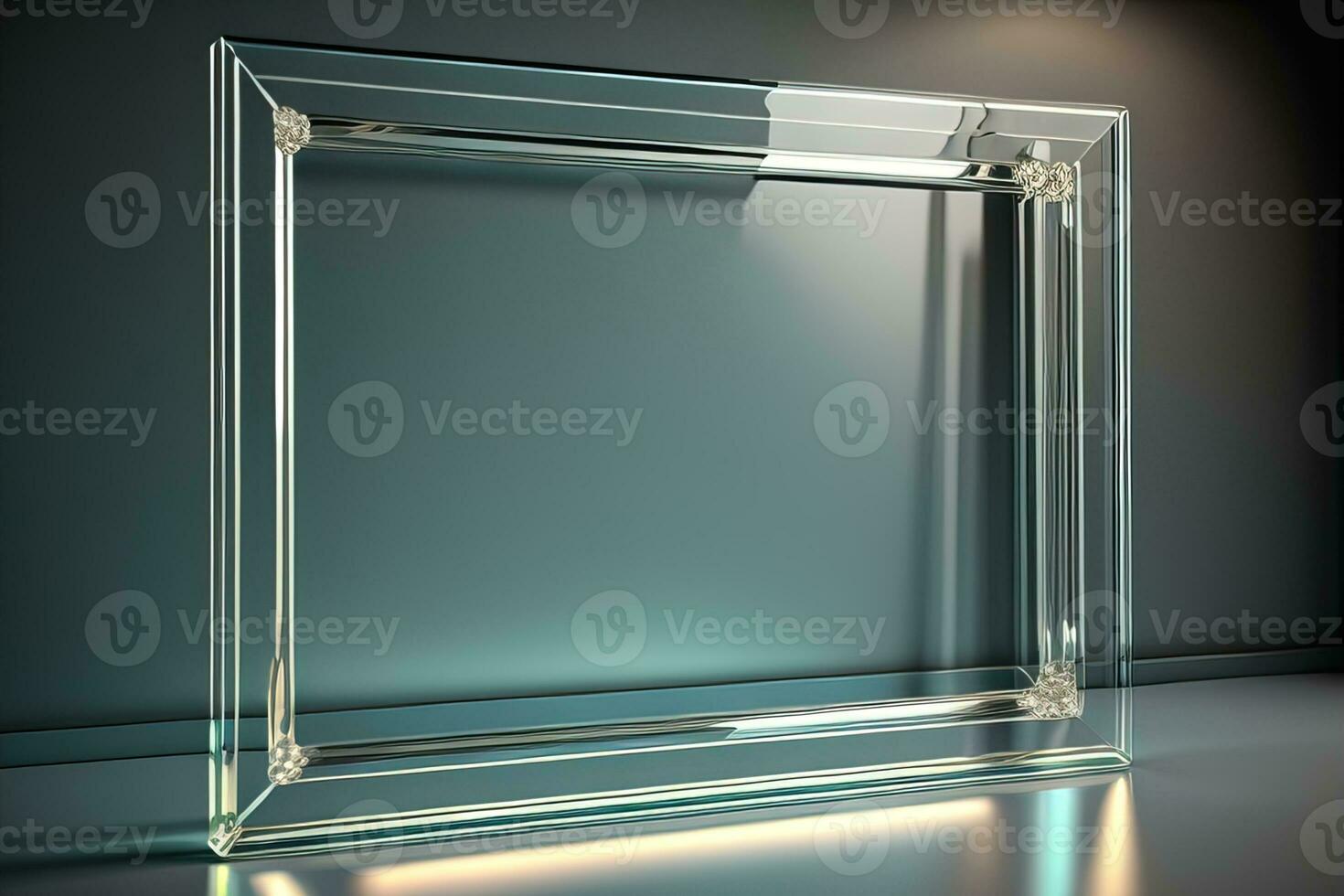 AI generated Glass picture frame on a solid color background. ai generative photo