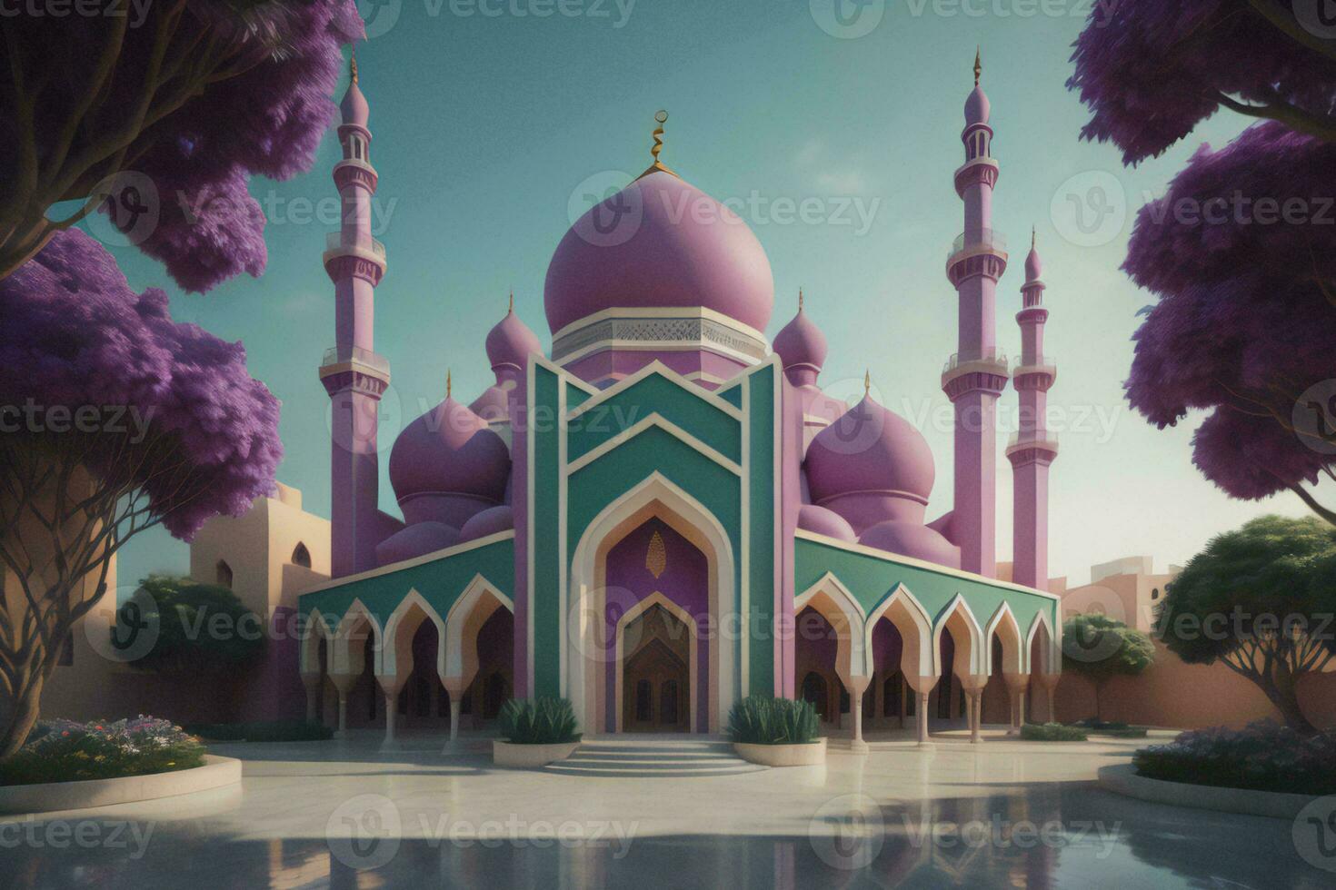 AI generated Mosque in the middle of the park. ai generated photo