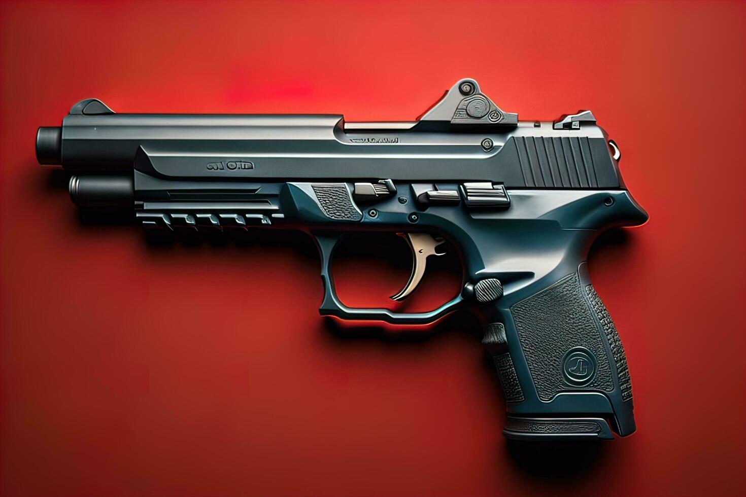 AI generated Semi-automatic handgun on a solid color background. Close-up. ai generative photo
