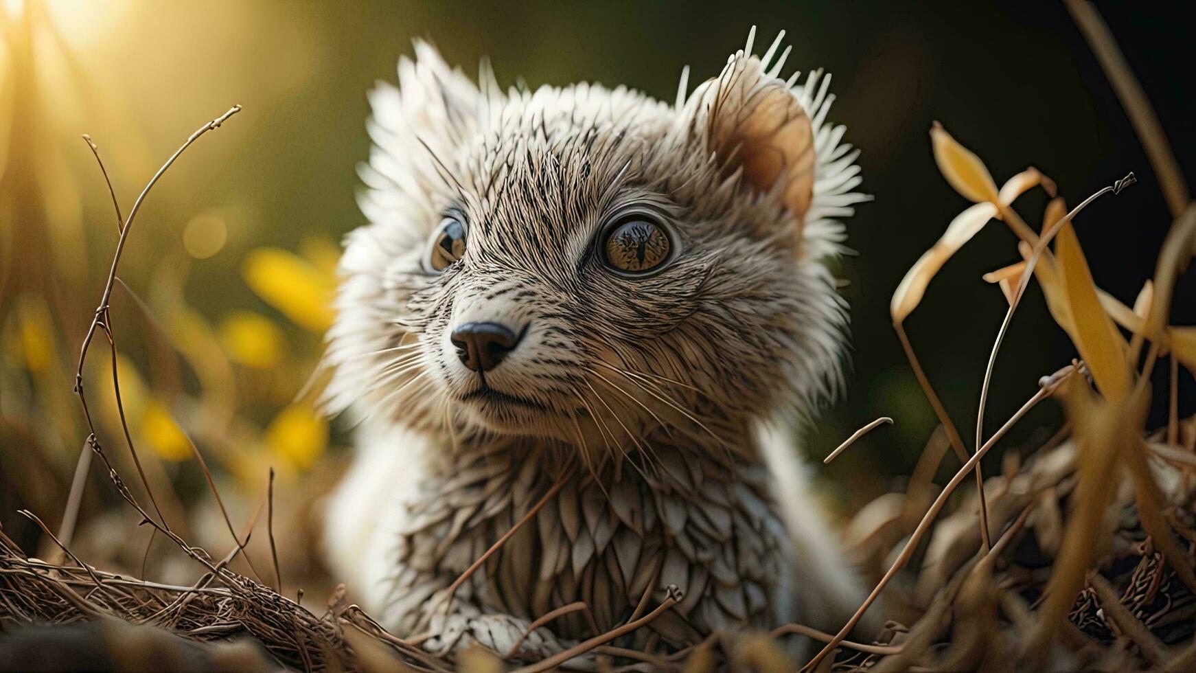 AI generated Close up portrait of a cute little fox sitting in the grass. generative ai photo