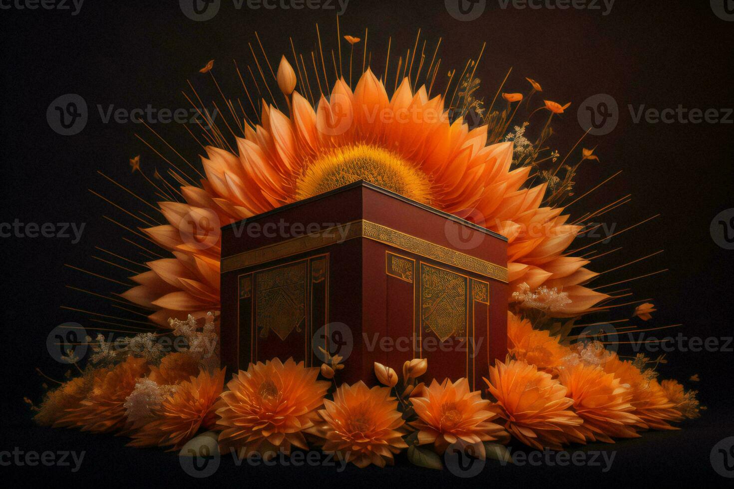 AI generated Illustration of islamic holy Kaaba. generative ai photo