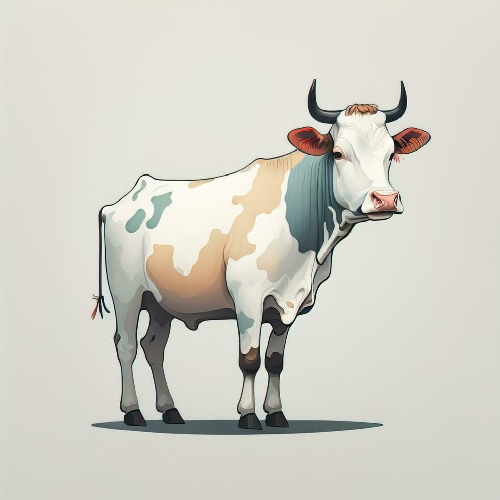ai generado ilustración de un retrato de un vaca en un gris antecedentes. ai generativo foto