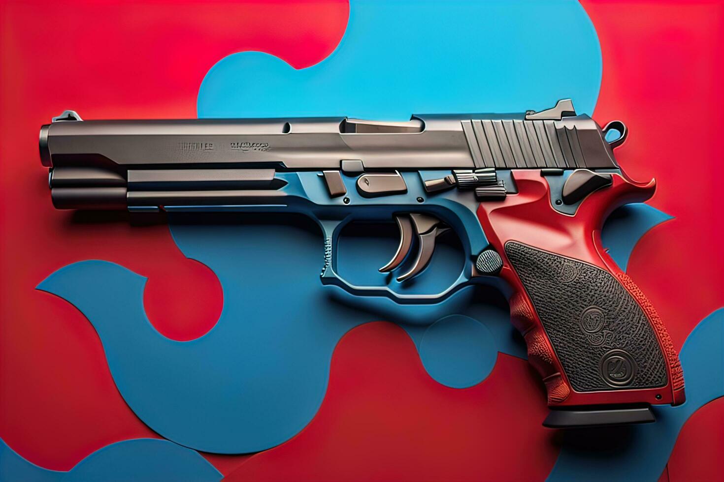 AI generated Semi-automatic handgun on a solid color background. Close-up. ai generative photo