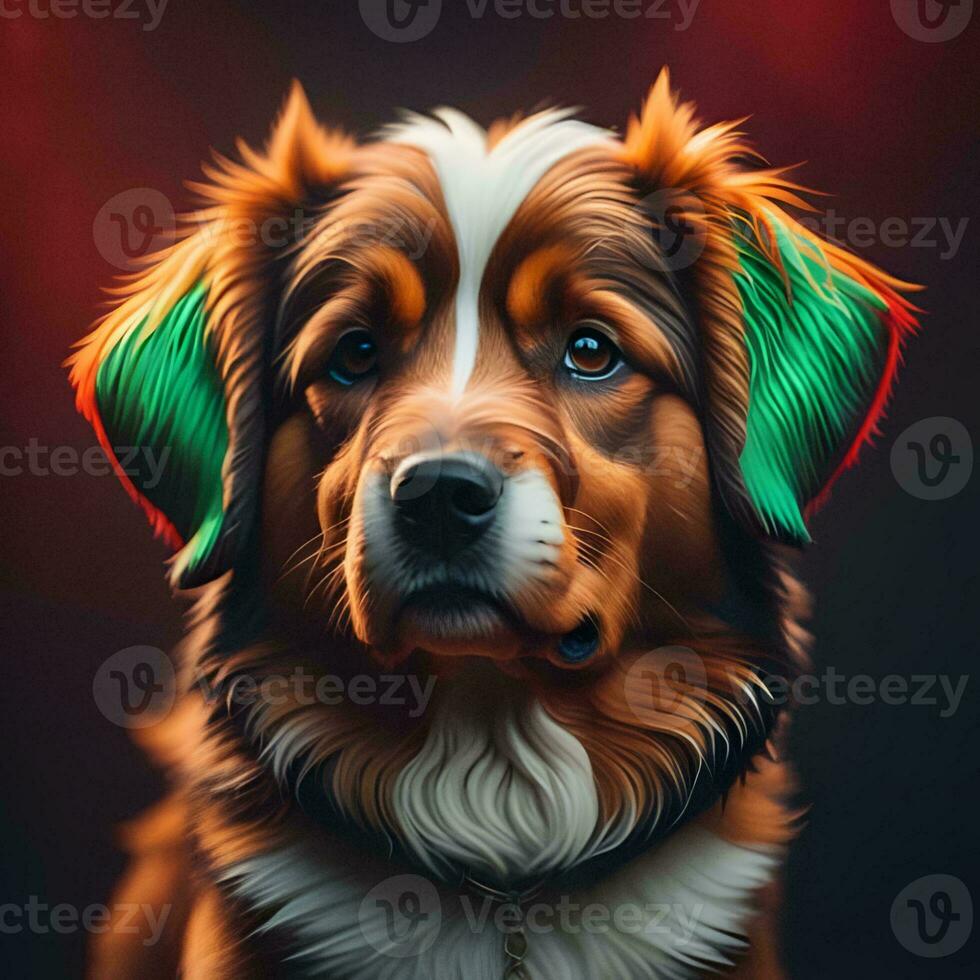 AI generated Portrait of a Bernese Mountain Dog on a dark background. generative ai photo