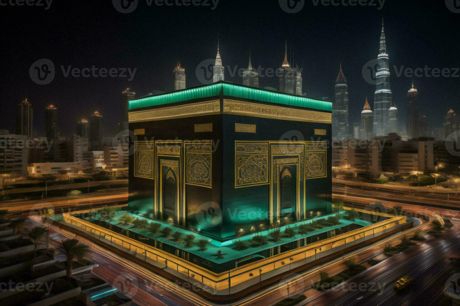 AI generated Illustration of islamic holy Kaaba. generative ai photo