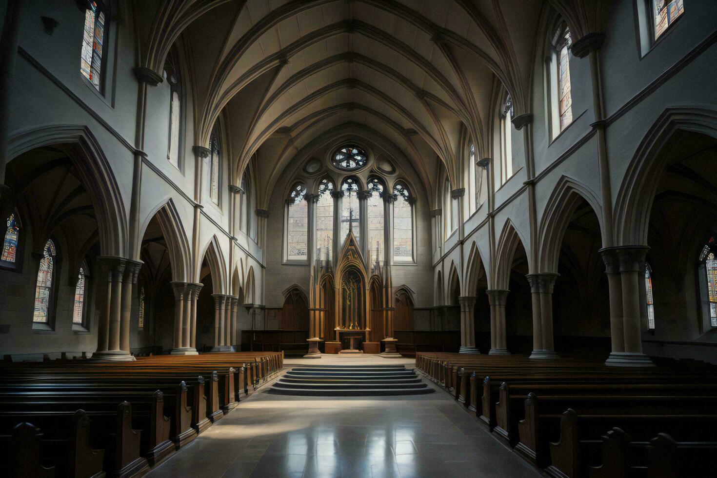 AI generated Interior view of St. Mary's Church. generative ai photo