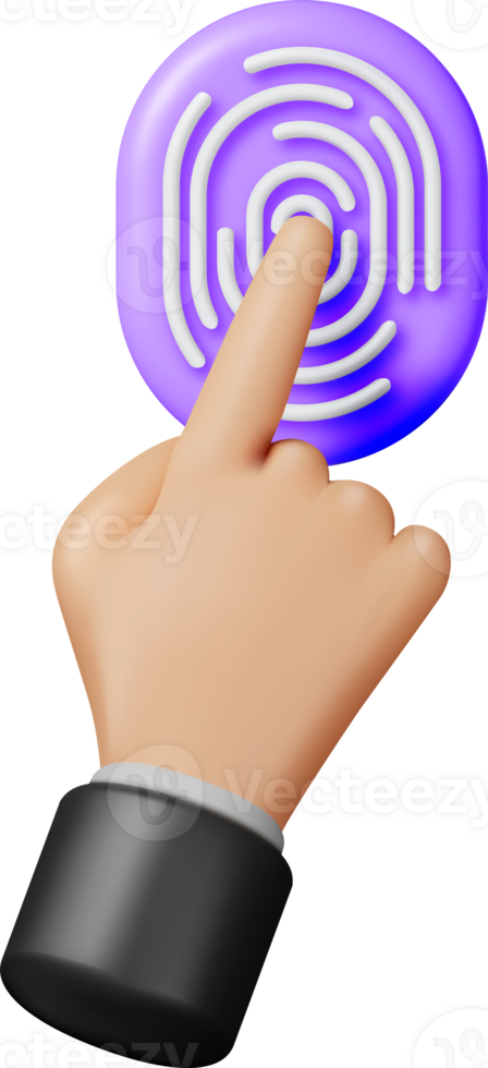 3d huella dactilar icono y mano png