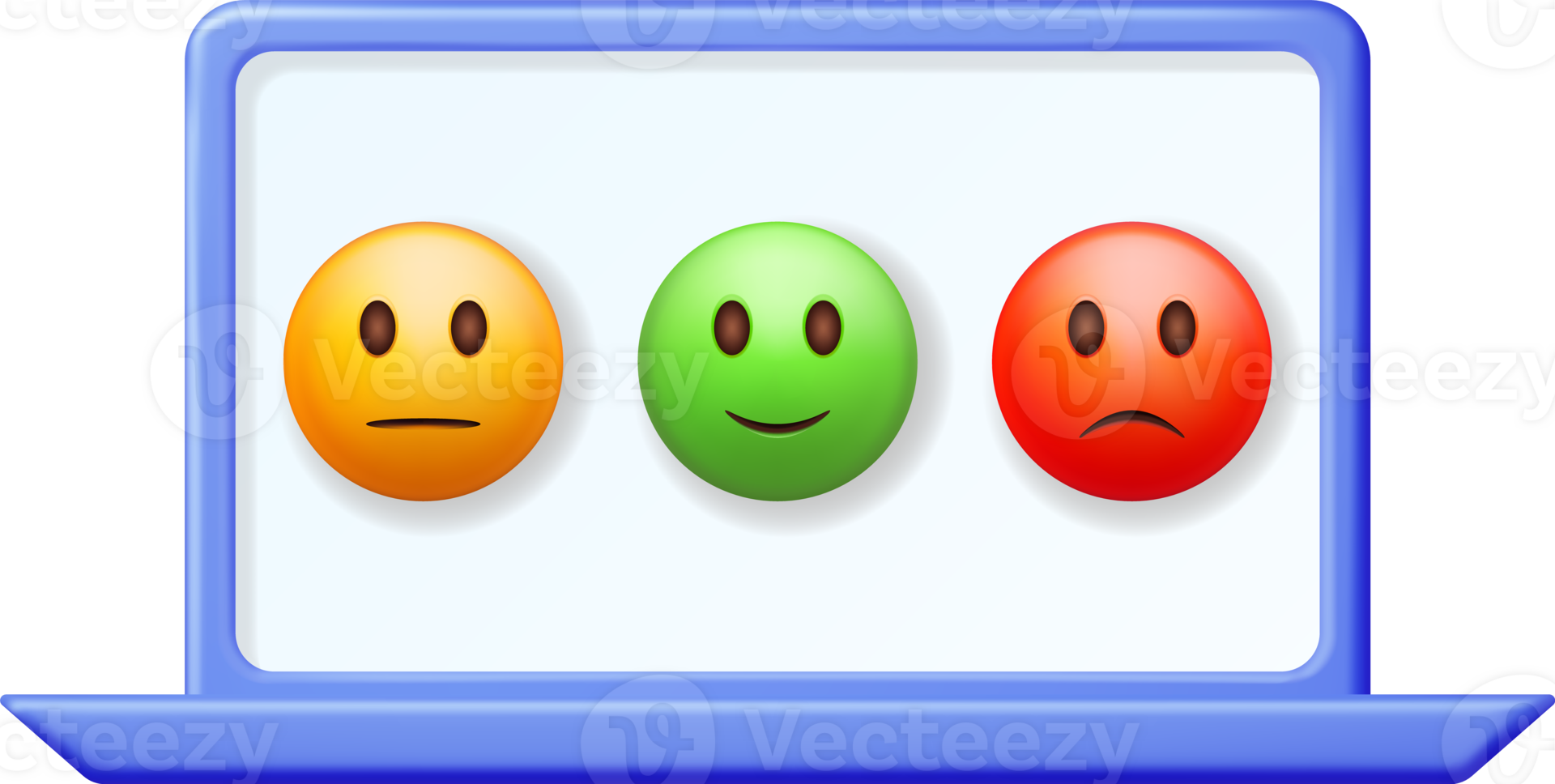 3D Customer Rating Smile Emoticons in Laptop png