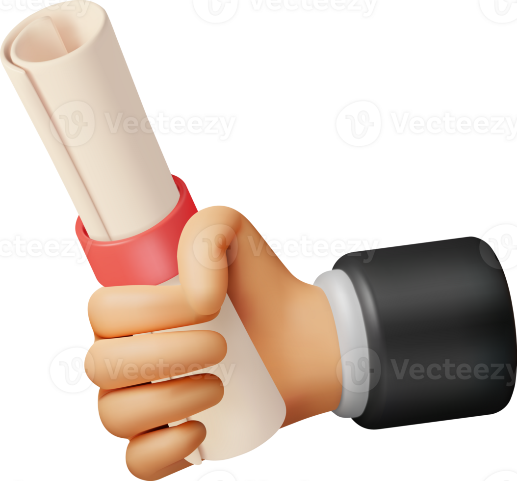 3D Diploma Paper Scroll in Hand png