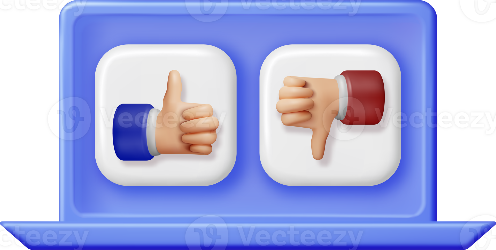 3D Thumbs Up and Thumbs Down Hands in Computer png