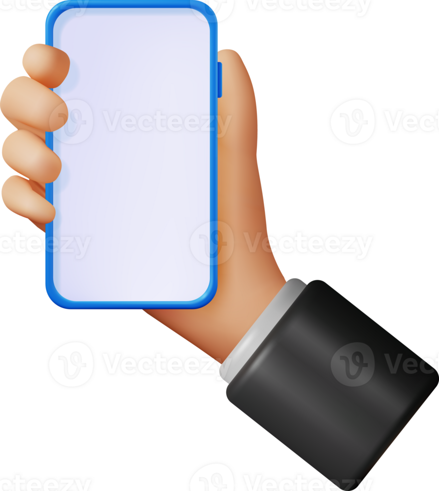 3d Hand Holding Smartphone with Empty Screen png