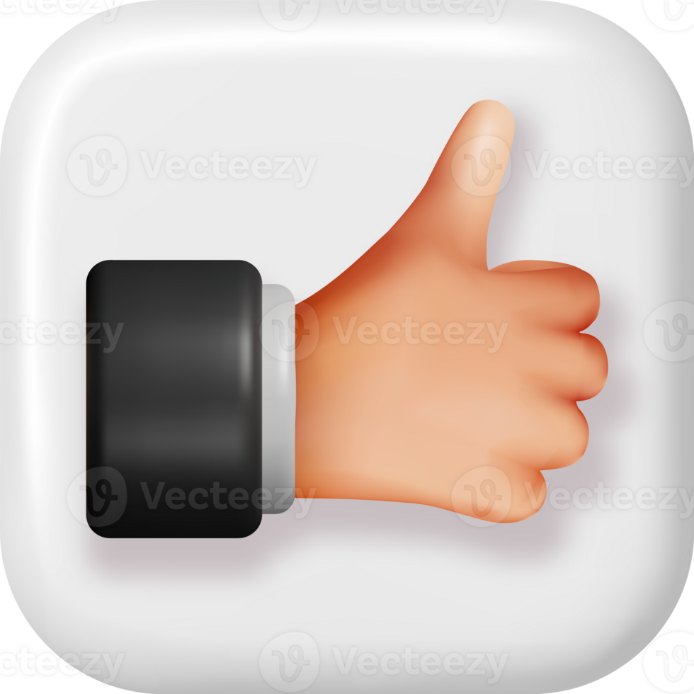 3D Thumbs Up Hand Gesture Button png