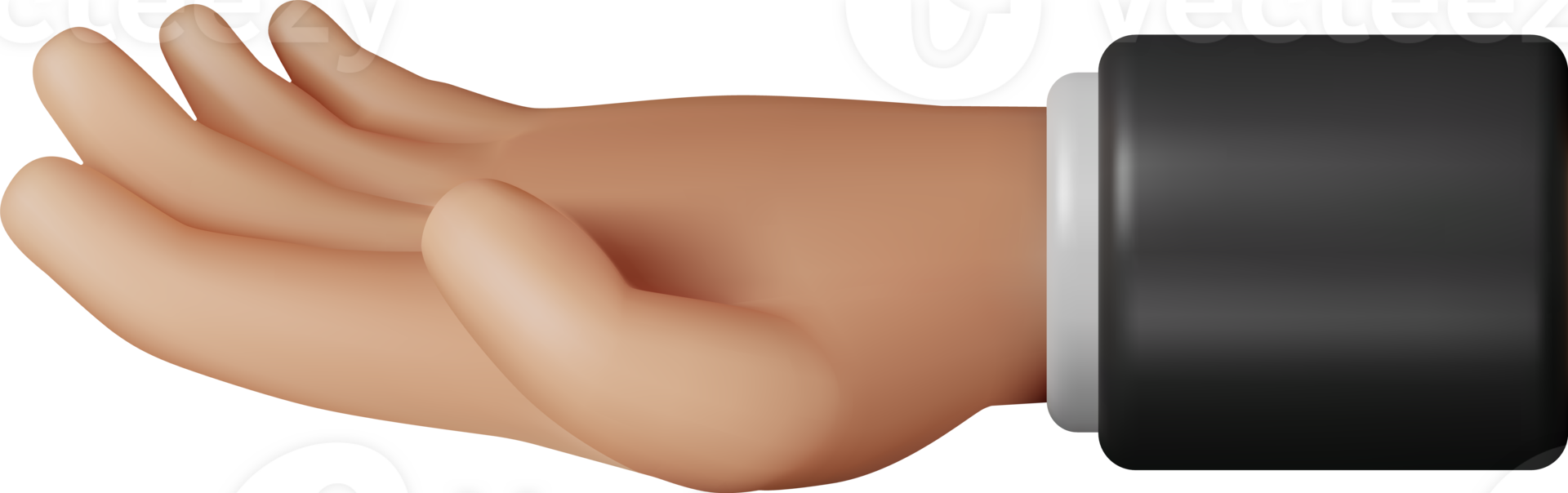 3D Hand Showing Five Fingers png