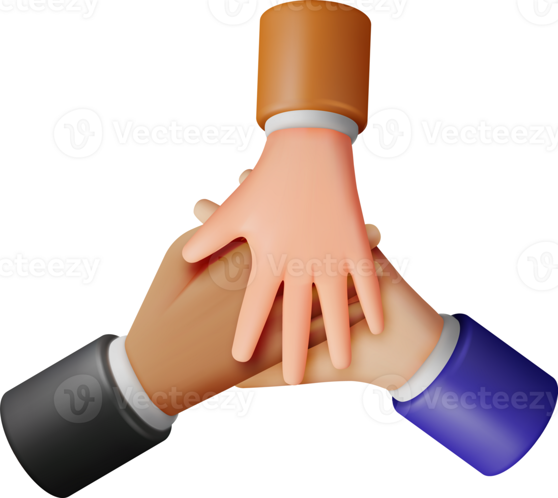 3D People Showing Unity with Their Hands Together png