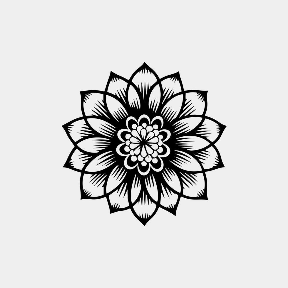 Vector black lotus icons set on white background. Lotus plant. Lotus flower