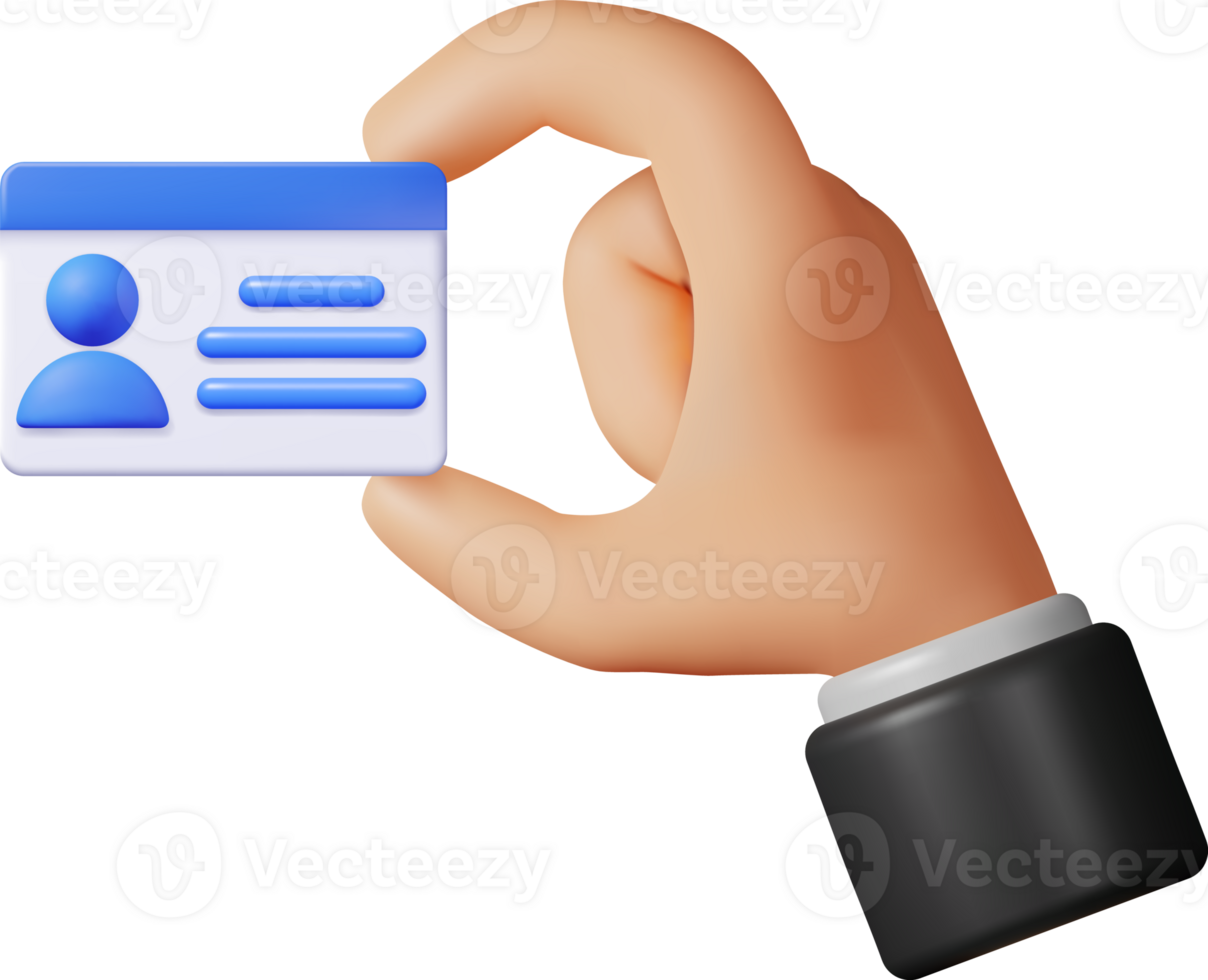 3D ID Card, Driver License or Plastic Card in Hand png