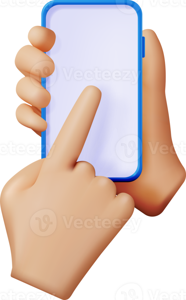 3d Hand Holding and Touching Smartphone png