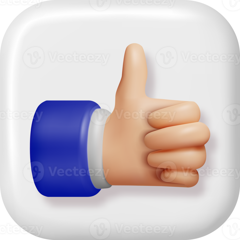 3D Thumbs Up Hand Gesture Button png